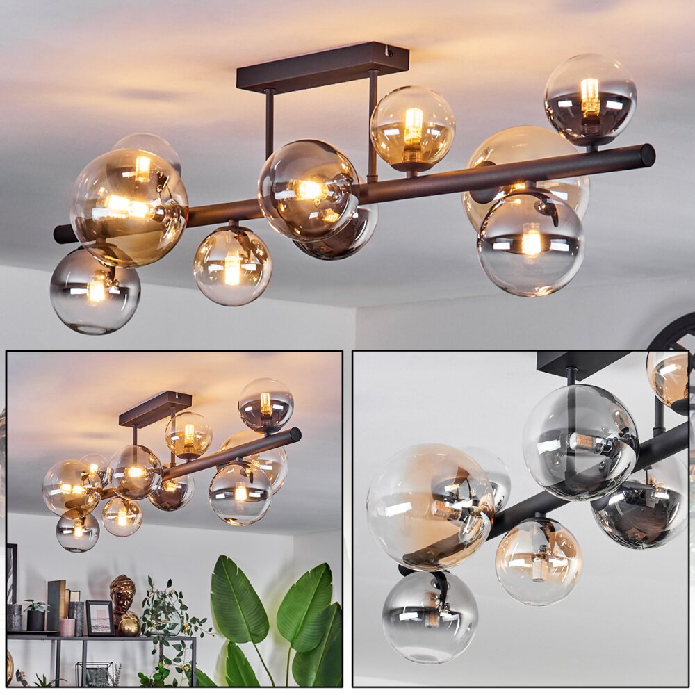 Chehalis Deckenleuchte Glas 10 cm, 12 cm, 15 cm Bernsteinfarben, Klar, Rauchfarben, 10-flammig main product photo