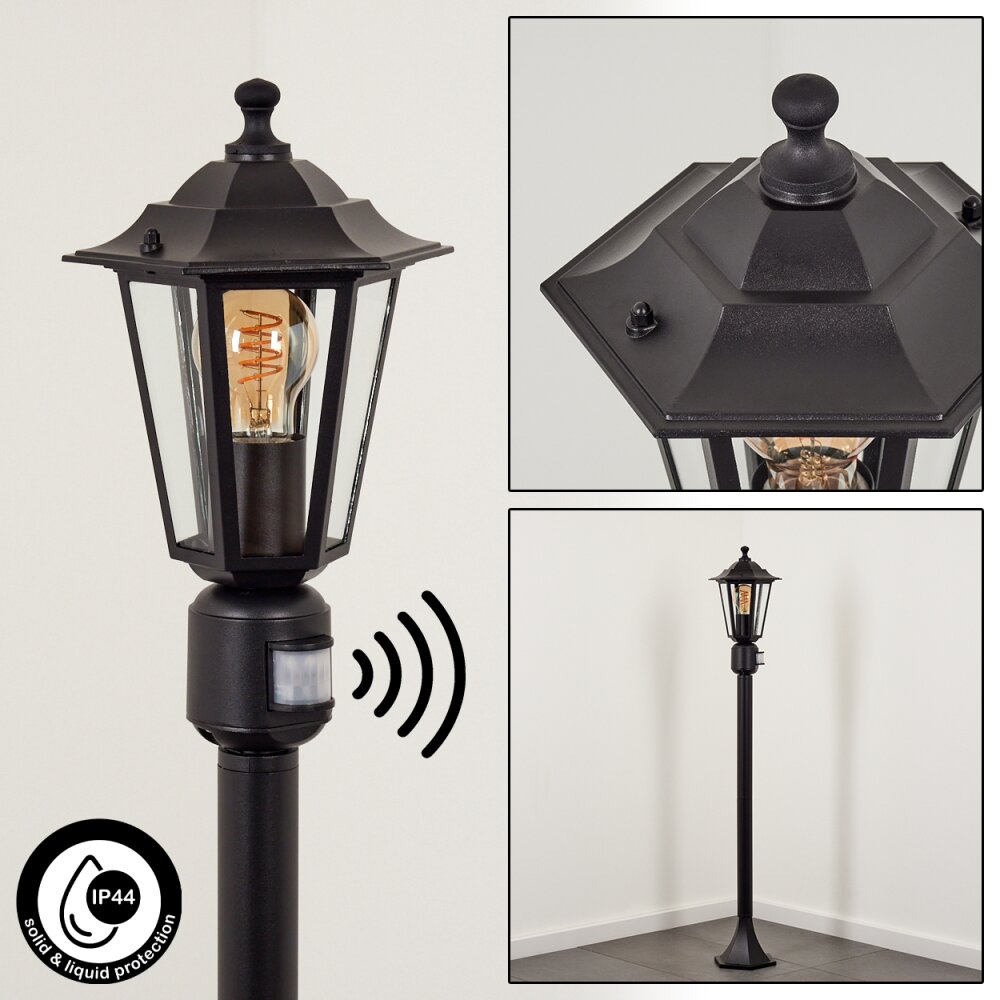 Loria Wegeleuchte Schwarz, 1-flammig, Bewegungsmelder main product photo