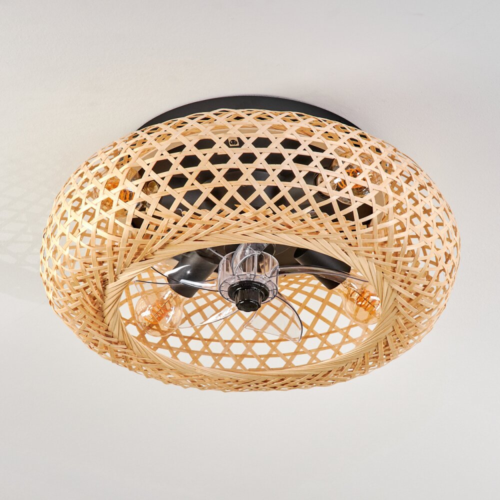 Bauro Deckenventilator Schwarz, 4-flammig, Fernbedienung