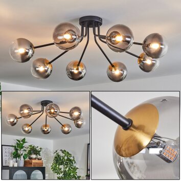 Chehalis Deckenleuchte Glas 12 cm Gold, Schwarz, 8-flammig Chehalis Deckenleuchte Glas 12 cm Gold, Schwarz, 8-flammig