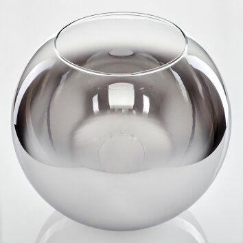 Lampenschirm aus Glas Koyoto Ersatzglas 30 cm Chrom, Klar, Rauchfarben