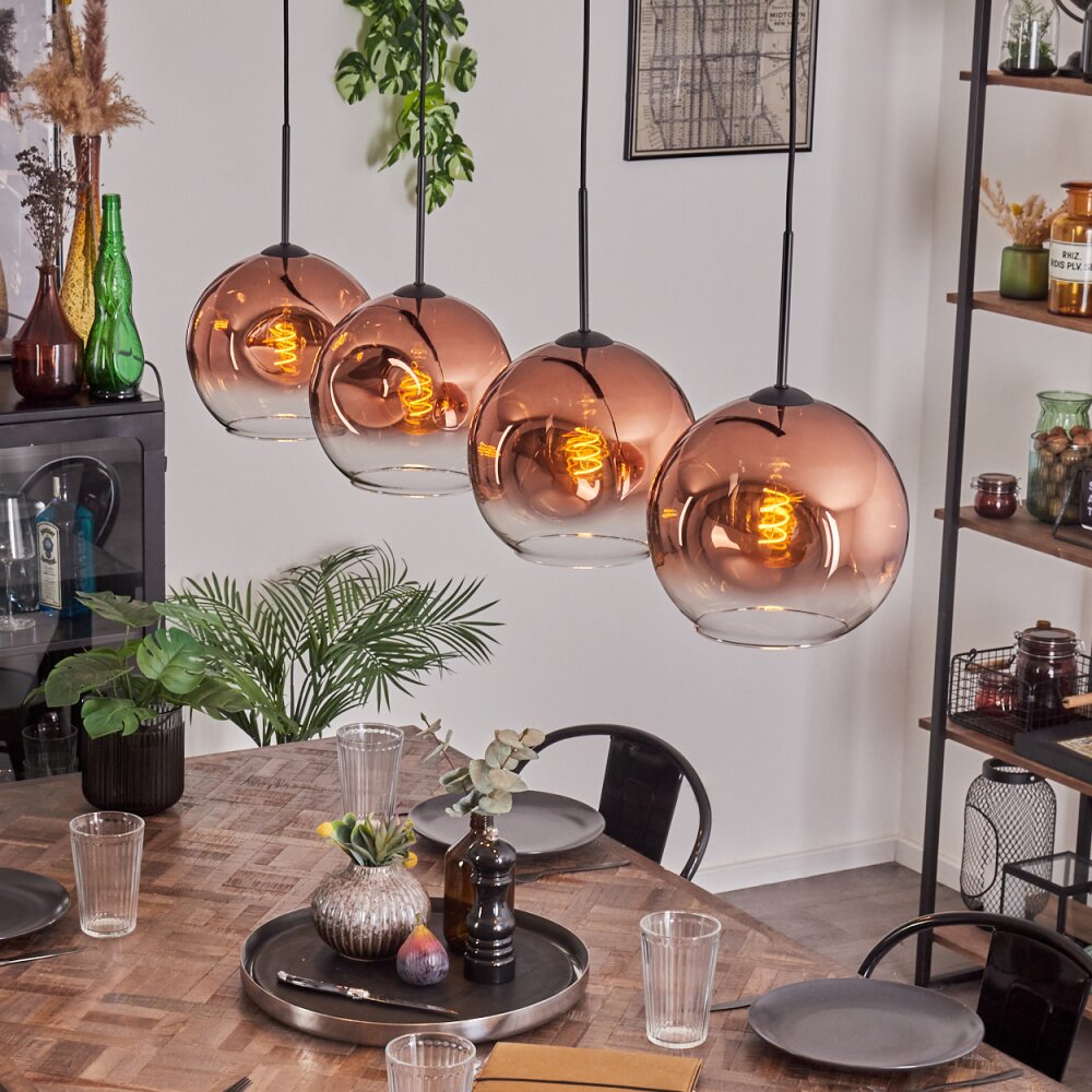 Ripoll Hängeleuchte Glas 25 cm Klar, Kupferfarben, 4-flammig main product photo