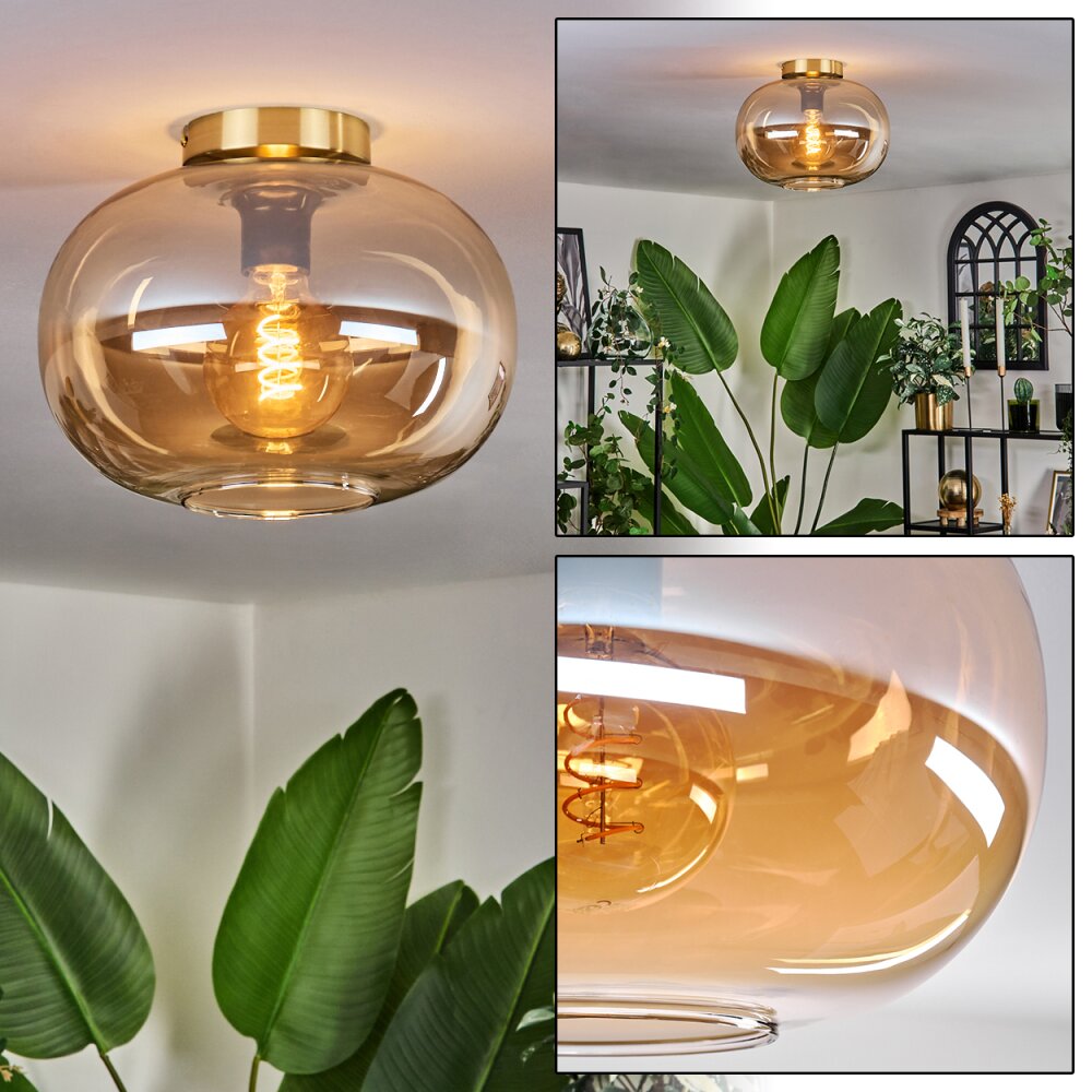 Apedo Deckenleuchte Glas 30 cm Gold, Schwarz, 1-flammig main product photo