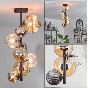 Chehalis Deckenleuchte Glas 10 cm, 12 cm, 15cm Bernsteinfarben, Klar, Rauchfarben, 8-flammig Chehalis Deckenleuchte Glas 10 cm, 12 cm, 15cm Bernsteinfarben, Klar, Rauchfarben, 8-flammig