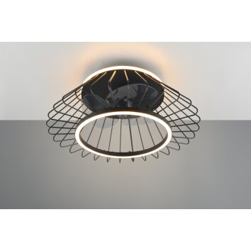 Reality KARLSBORG Deckenventilator LED Schwarz, 1-flammig, Fernbedienung