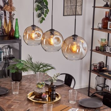 Ripoll Hängeleuchte Glas 25 cm Bernsteinfarben, Klar, 3-flammig