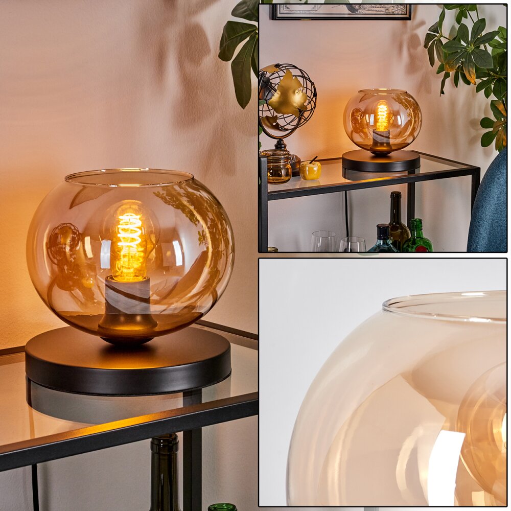 Apedo Tischleuchte Glas 20 cm Schwarz, 1-flammig main product photo