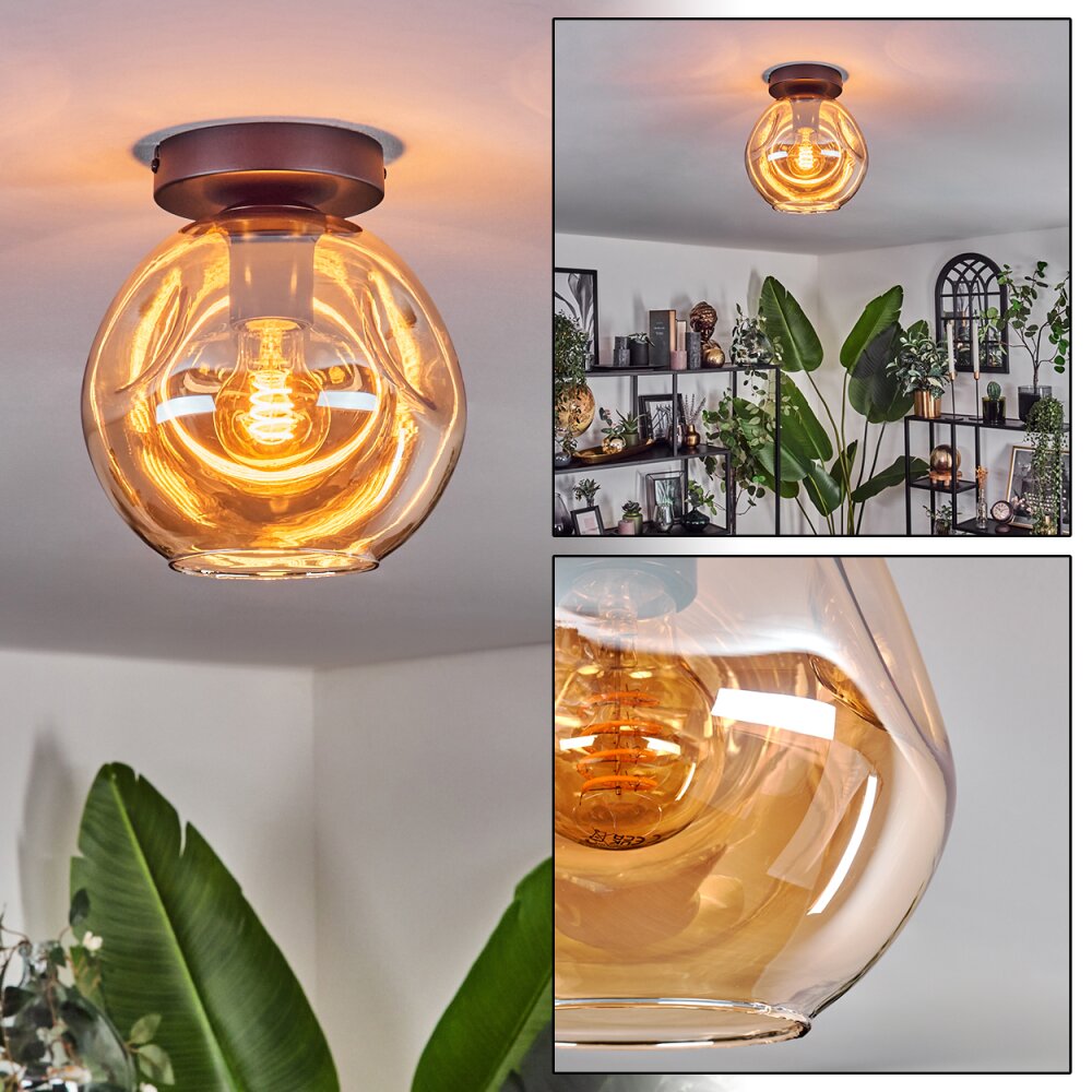 Ripoll Deckenleuchte Glas 20 cm Bernsteinfarben, 1-flammig main product photo