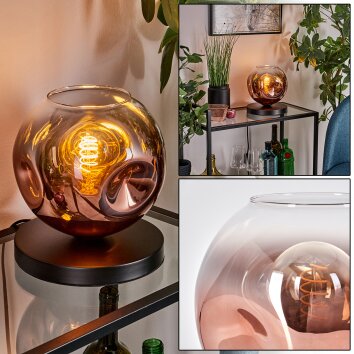 Apedo Tischleuchte Glas 20 cm Klar, Kupferfarben, 1-flammig Apedo Tischleuchte Glas 20 cm Klar, Kupferfarben, 1-flammig