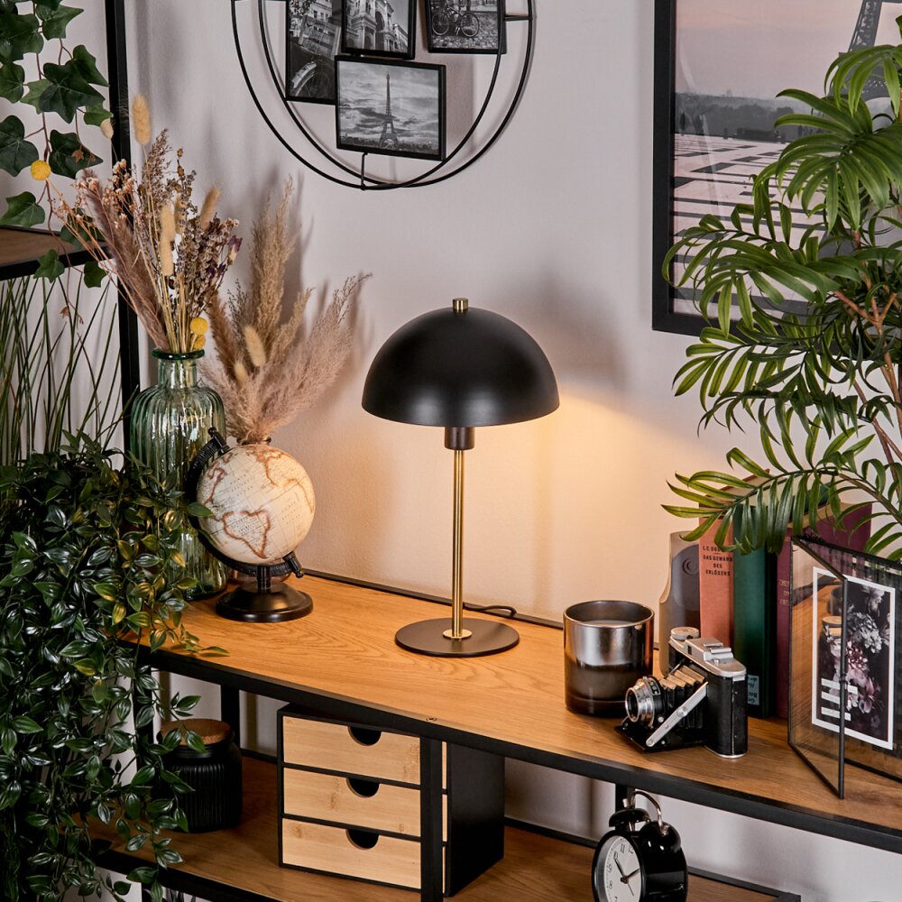 Pilz Look Sandvig Tischleuchte Gold, Schwarz, 1-flammig