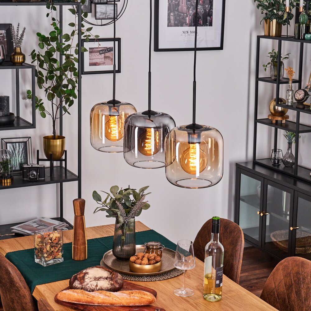 Lauden Pendelleuchte Glas 20 cm Bernsteinfarben, Klar, Rauchfarben, 3-flammig main product photo