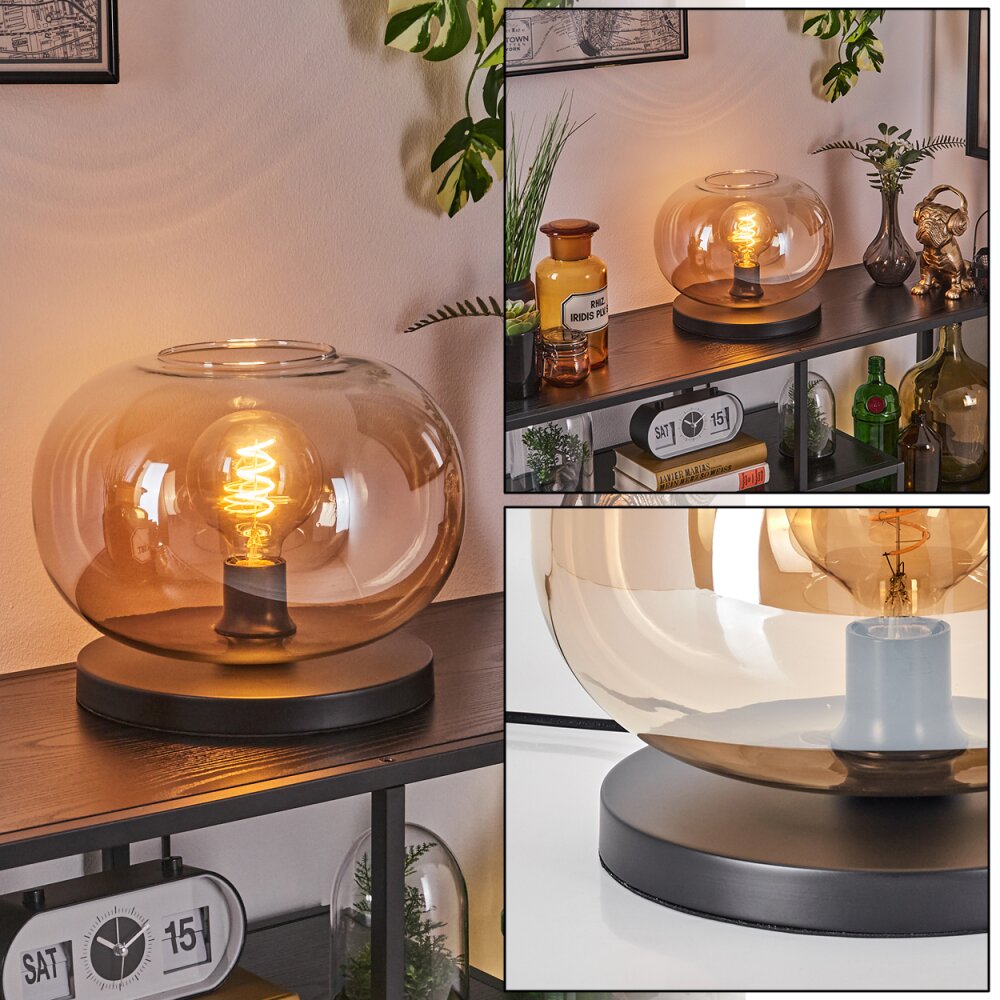 Apedo Tischleuchte Glas 30cm Schwarz, 1-flammig main product photo