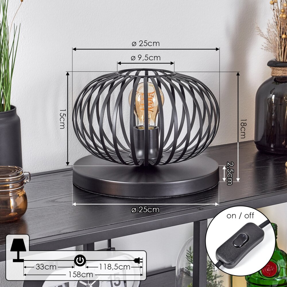 Oravi Tischleuchte 25cm Schwarz, 1-flammig