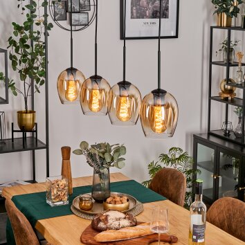 Vevino Pendelleuchte Glas 15 cm Schwarz, 4-flammig Vevino Pendelleuchte Glas 15 cm Schwarz, 4-flammig