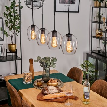 Vevino Pendelleuchte Glas 15 cm Schwarz, 4-flammig Vevino Pendelleuchte Glas 15 cm Schwarz, 4-flammig