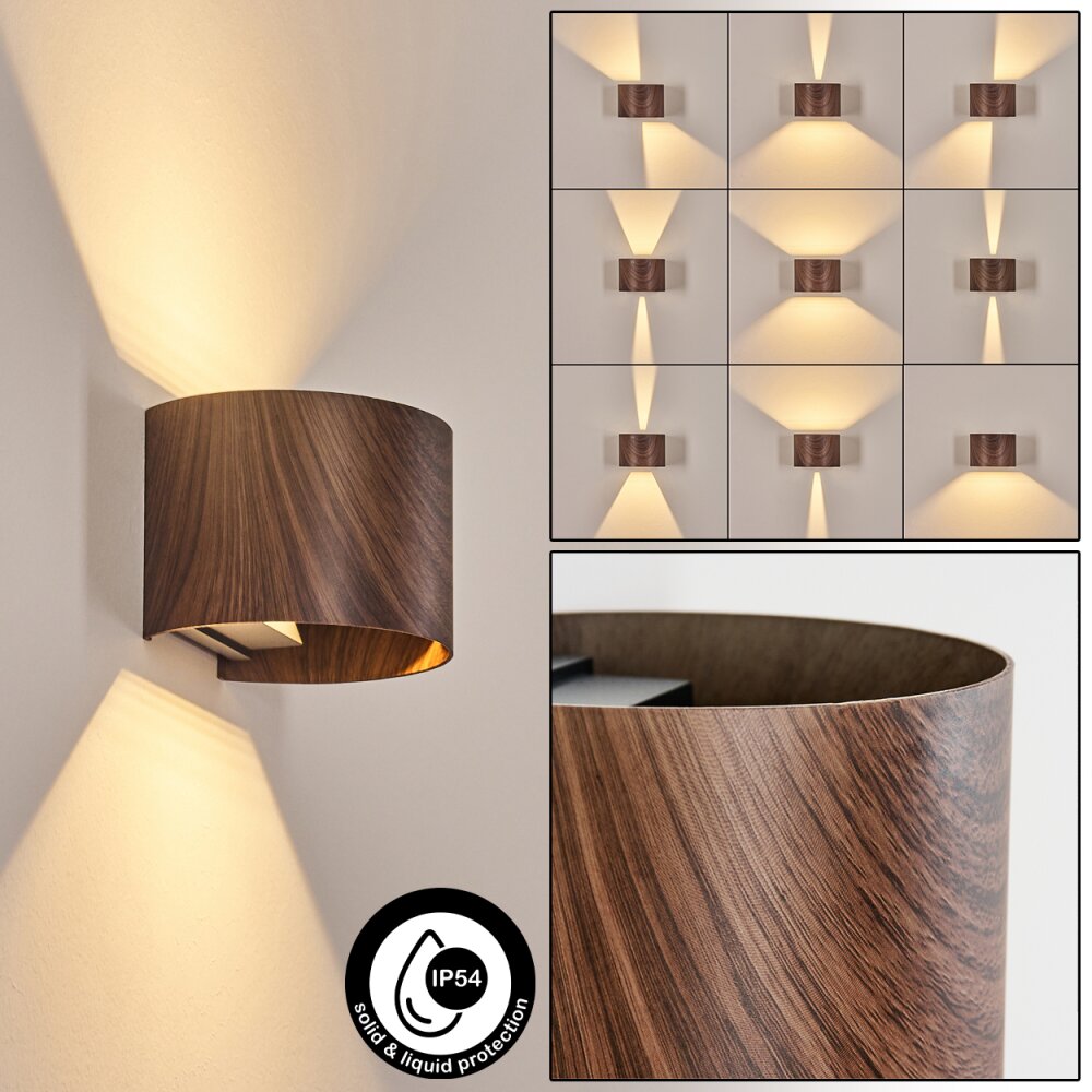 Tamarin Wandleuchte LED Holzoptik, Schwarz, 1-flammig main product photo