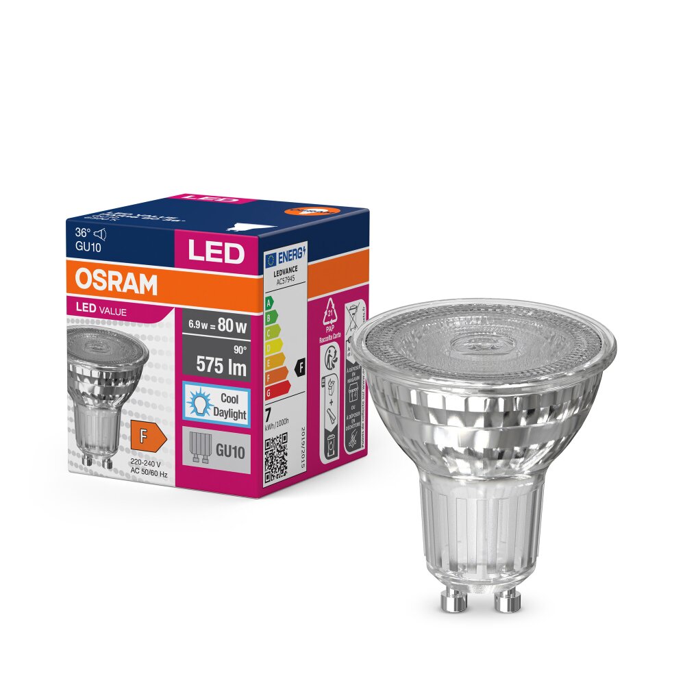 OSRAM LED Value GU10 6,9 Watt 575 Lumen 6500 Kelvin main product photo