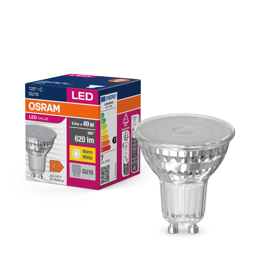 OSRAM LED Value GU10 6,9 Watt 620 Lumen 3000 Kelvin main product photo