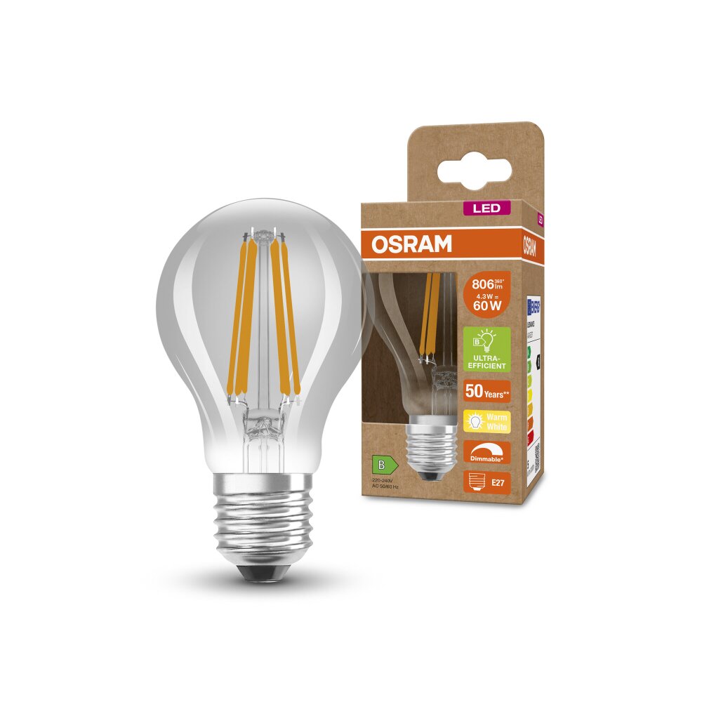 OSRAM LED Classic E27 4,3 Watt 806 Lumen 2700 Kelvin main product photo