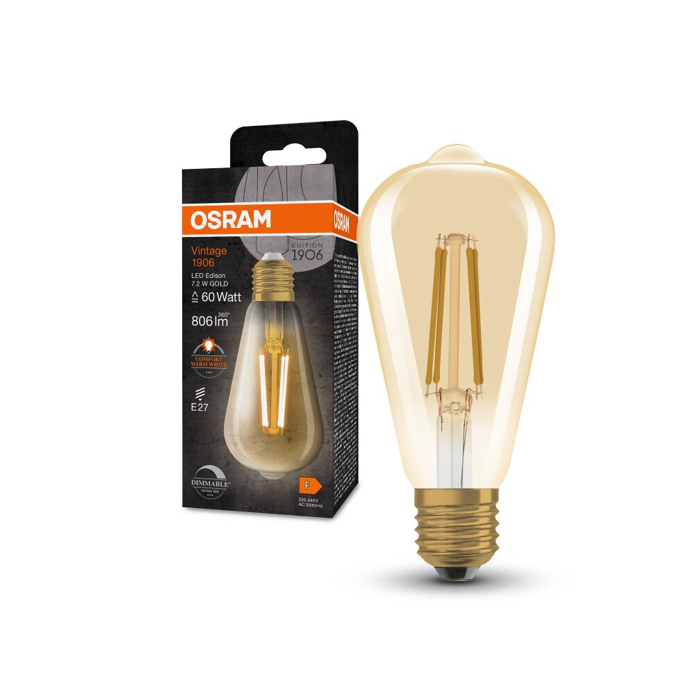 OSRAM Vintage 1906 LED E27 7,2 Watt 806 Lumen 2400 Kelvin main product photo