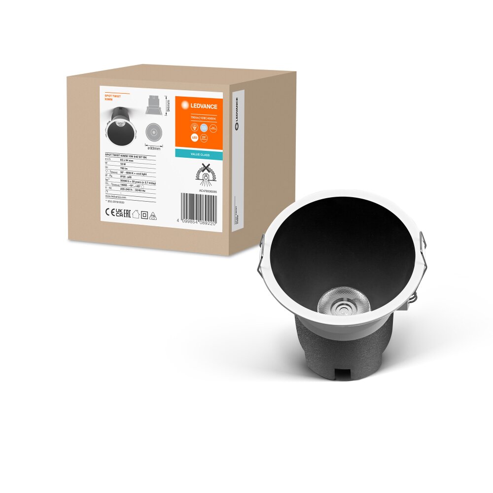 LEDVANCE Spot Twist Einbauleuchte Schwarz, Weiß, 1-flammig main product photo