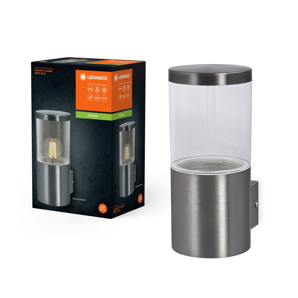 LEDVANCE Endura Wandleuchte Stahl gebürstet, 1-flammig main product photo
