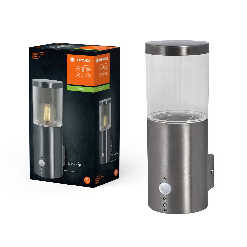 LEDVANCE Endura Wandleuchte Stahl gebürstet, 1-flammig main product photo