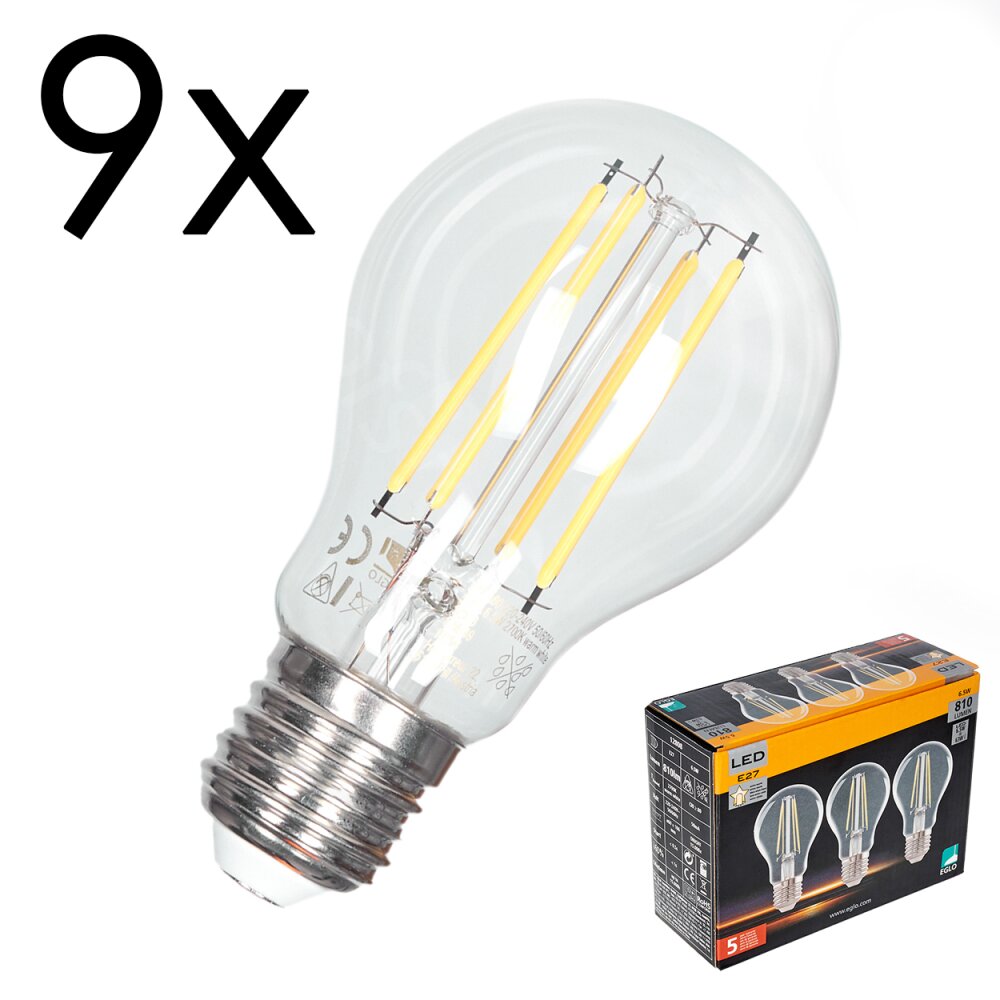 LED E27 9er Set 6,5 Watt 2700 Kelvin 810 Lumen main product photo
