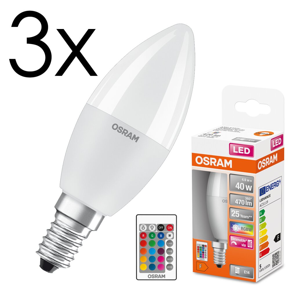 LED E14 3er Set 4,9 Watt 2700 Kelvin 470 Lumen main product photo