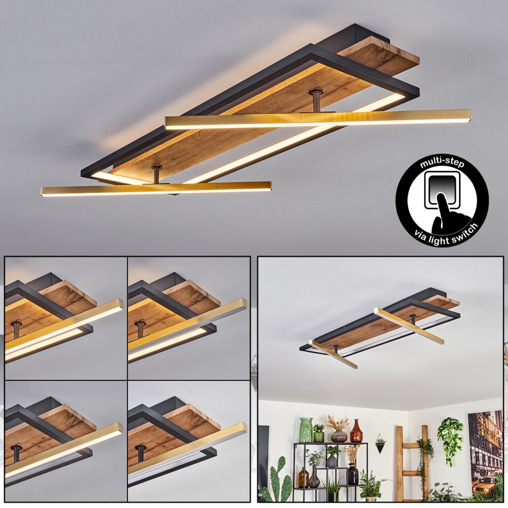 Cascada Deckenleuchte LED Messing, Naturfarben, Schwarz, 1-flammig main product photo