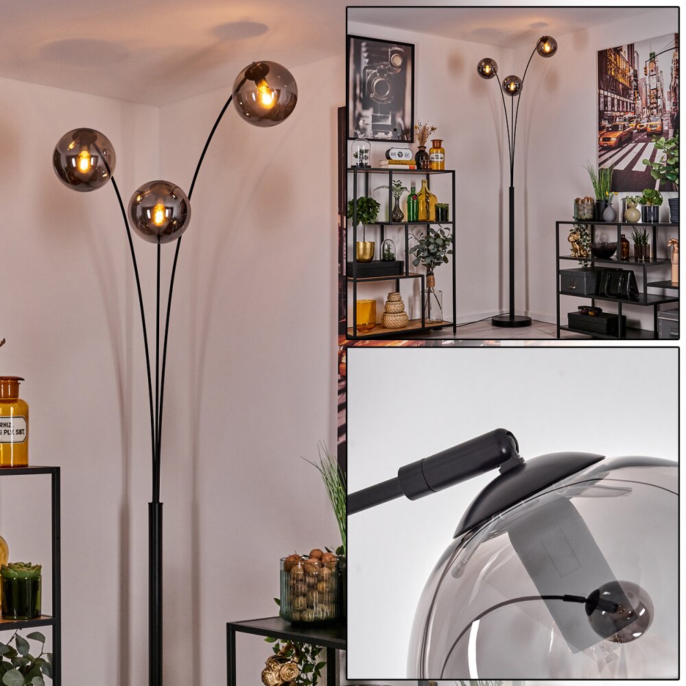 Gastor Stehleuchte Glas 15 cm Schwarz, 3-flammig main product photo