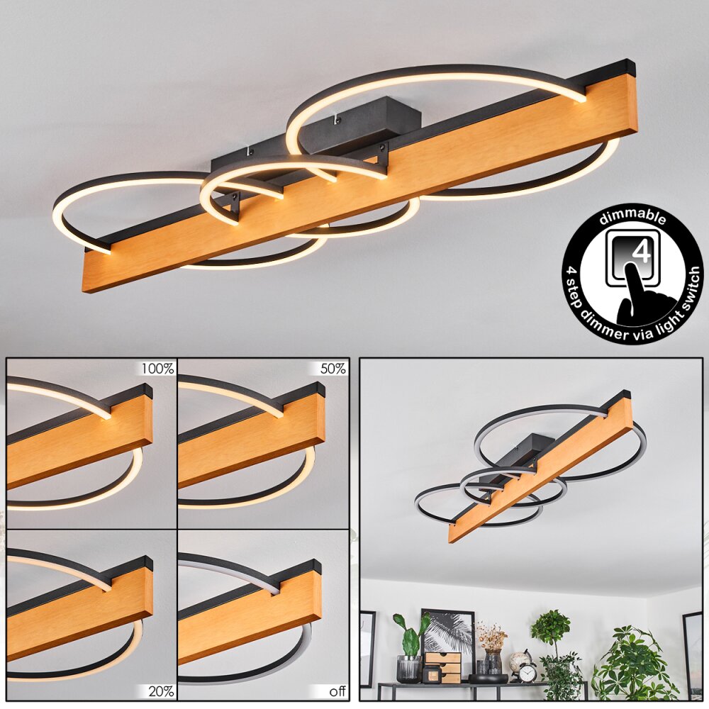Pompu Deckenleuchte LED Naturfarben, Schwarz, 1-flammig main product photo