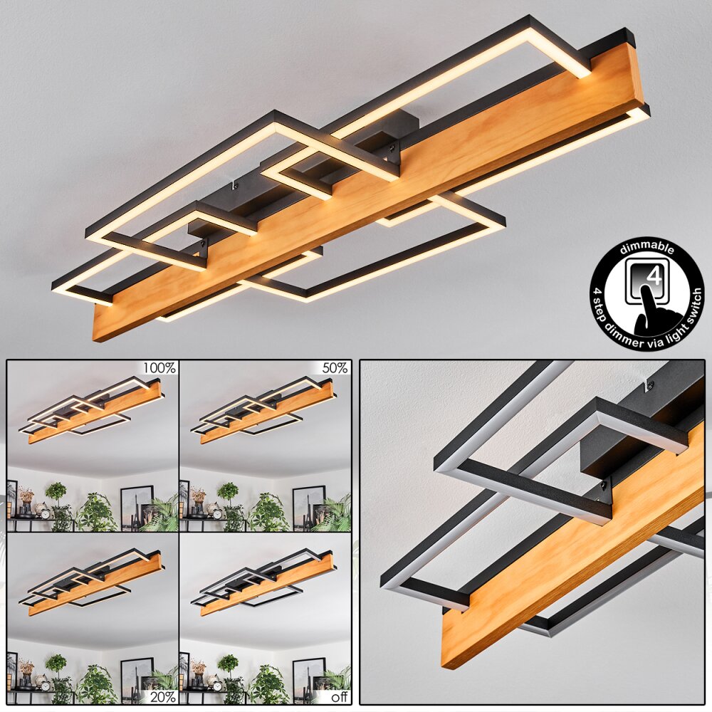 Pompu Deckenleuchte LED Naturfarben, Schwarz, 1-flammig main product photo