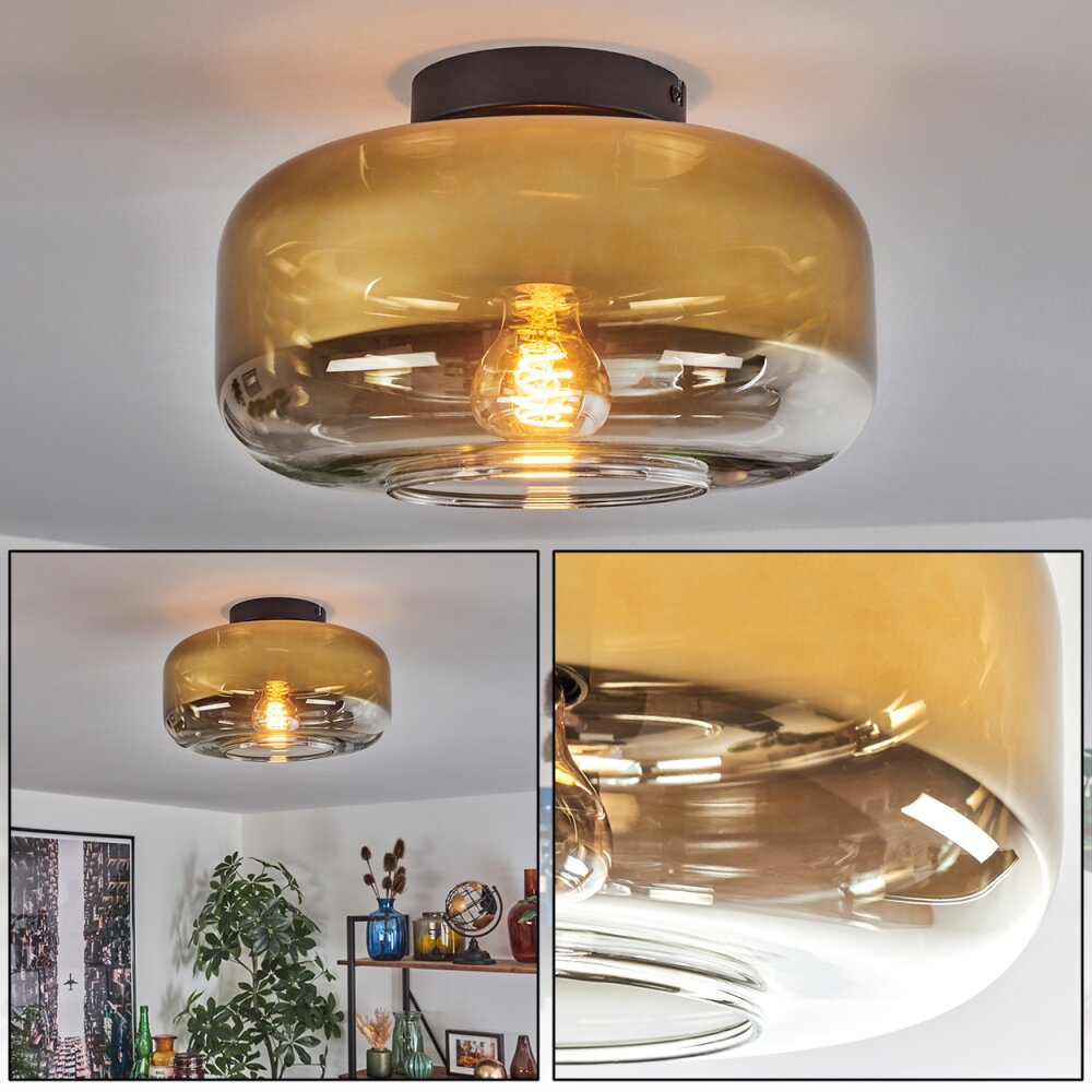 Boza Deckenleuchte Glas 28 cm Gold, Klar, 1-flammig main product photo