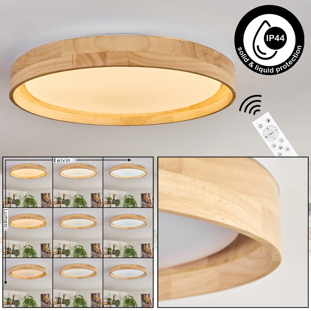 Tabernas Deckenleuchte LED Naturfarben, Weiß, 1-flammig, Fernbedienung main product photo