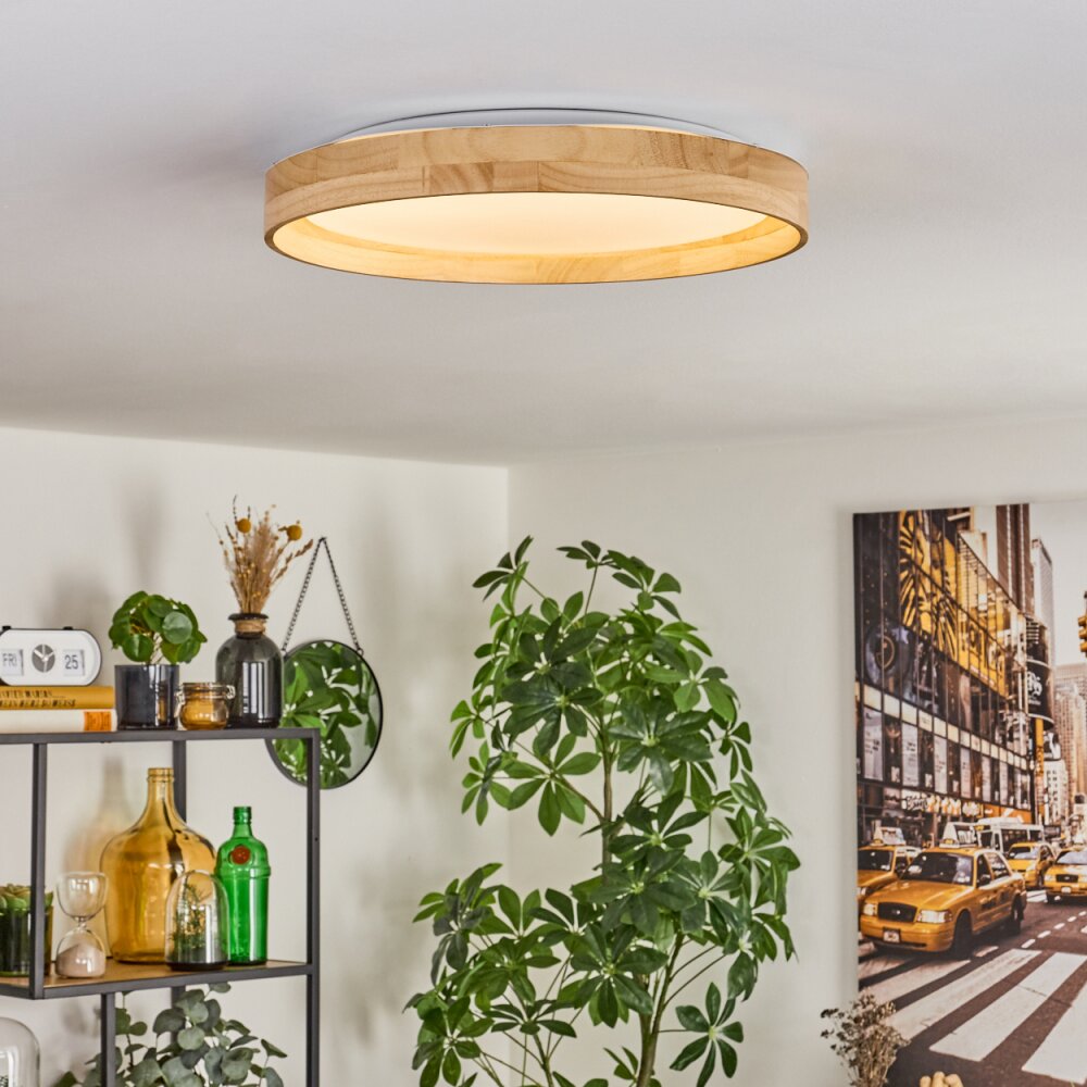 Tabernas Deckenleuchte LED Naturfarben, Weiß, 1-flammig, Fernbedienung