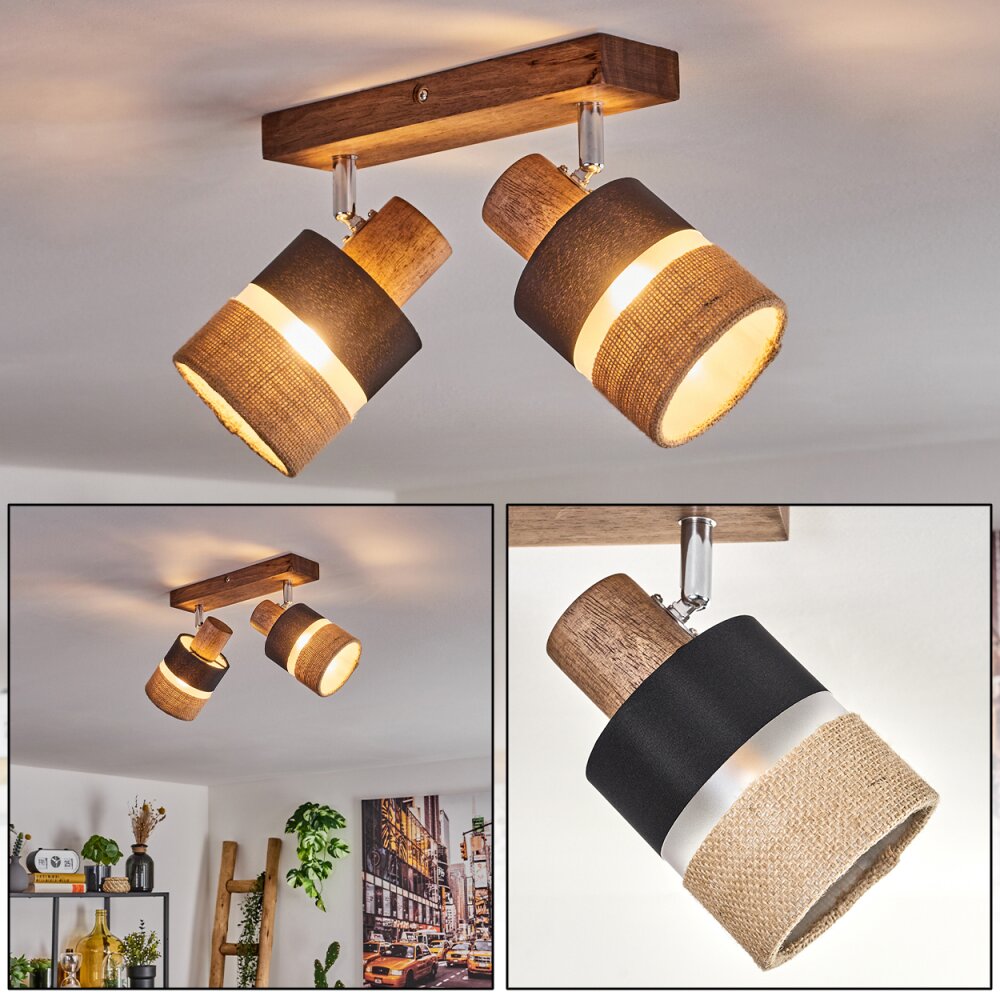 Fallhagen Deckenleuchte Chrom, Dunkelbraun, 2-flammig main product photo
