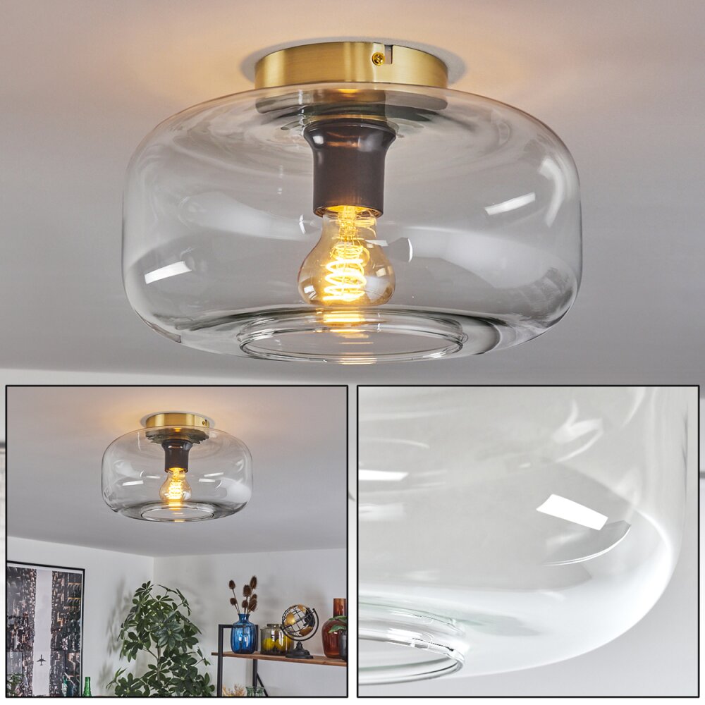 Boza Deckenleuchte Glas 28 cm Messing, 1-flammig main product photo