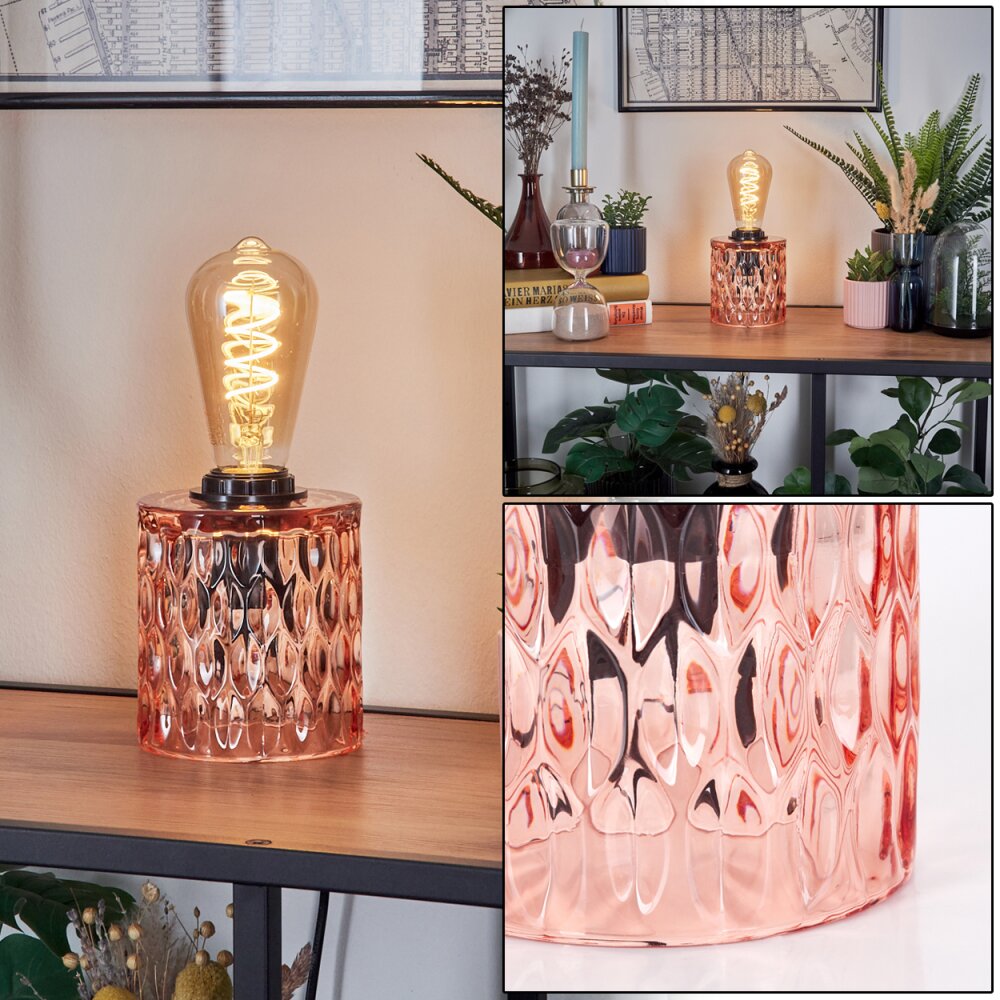 Sonhim Tischleuchte Glas 11 cm Rosa, Schwarz, 1-flammig main product photo