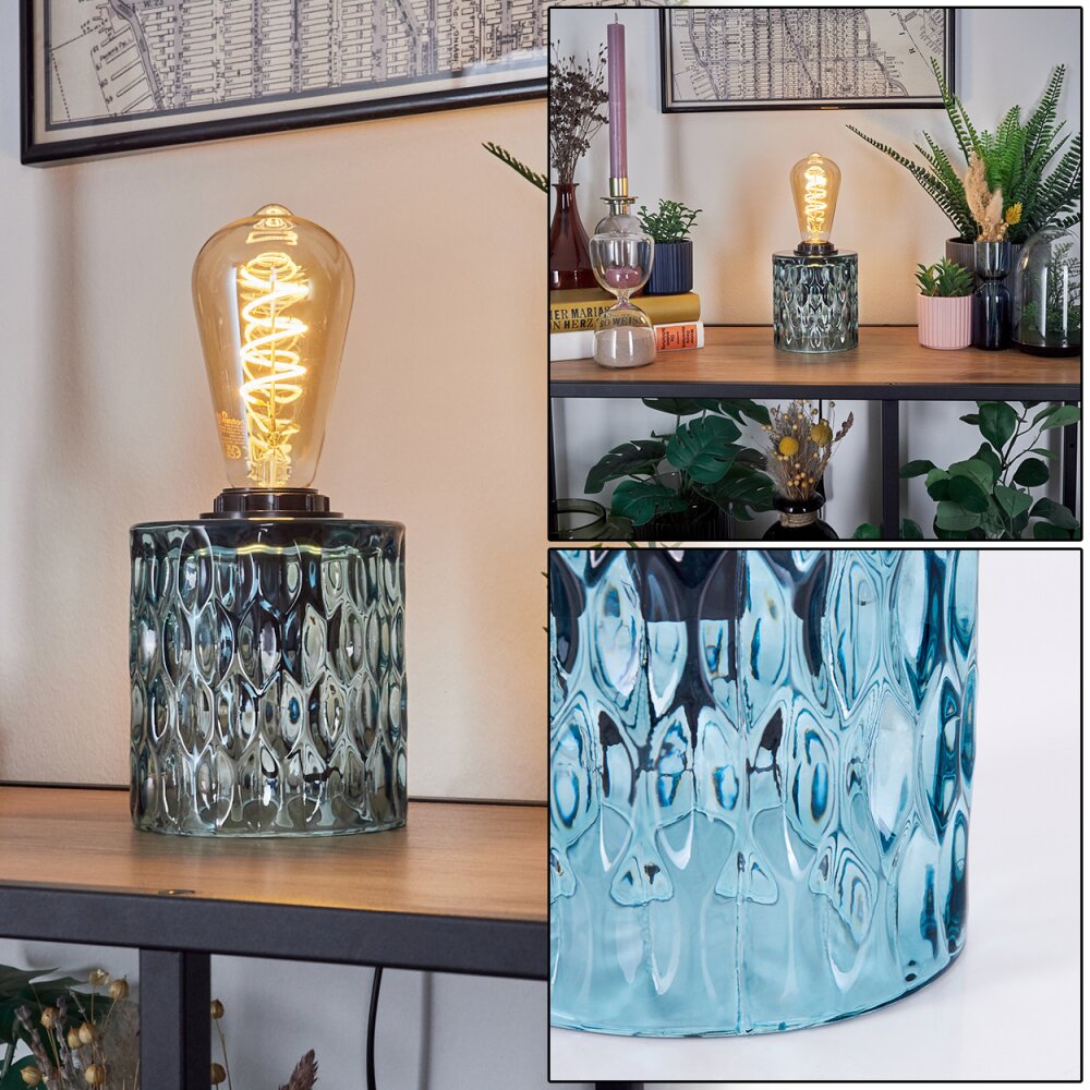 Sonhim Tischleuchte Glas 11 cm Blau, Schwarz, 1-flammig main product photo