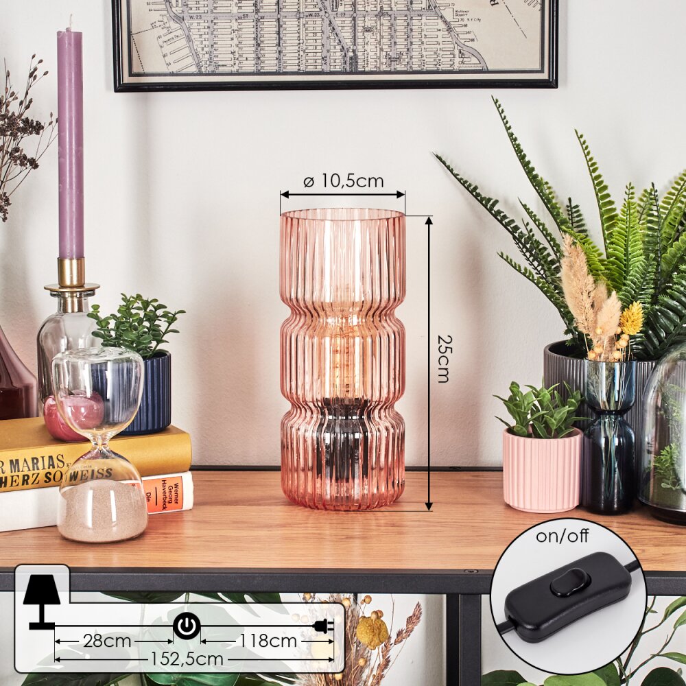 Penteado Tischleuchte Glas 10,5cm Schwarz, 1-flammig