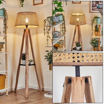 Ramila Stehleuchte 45 cm Naturfarben, Schwarz, 1-flammig