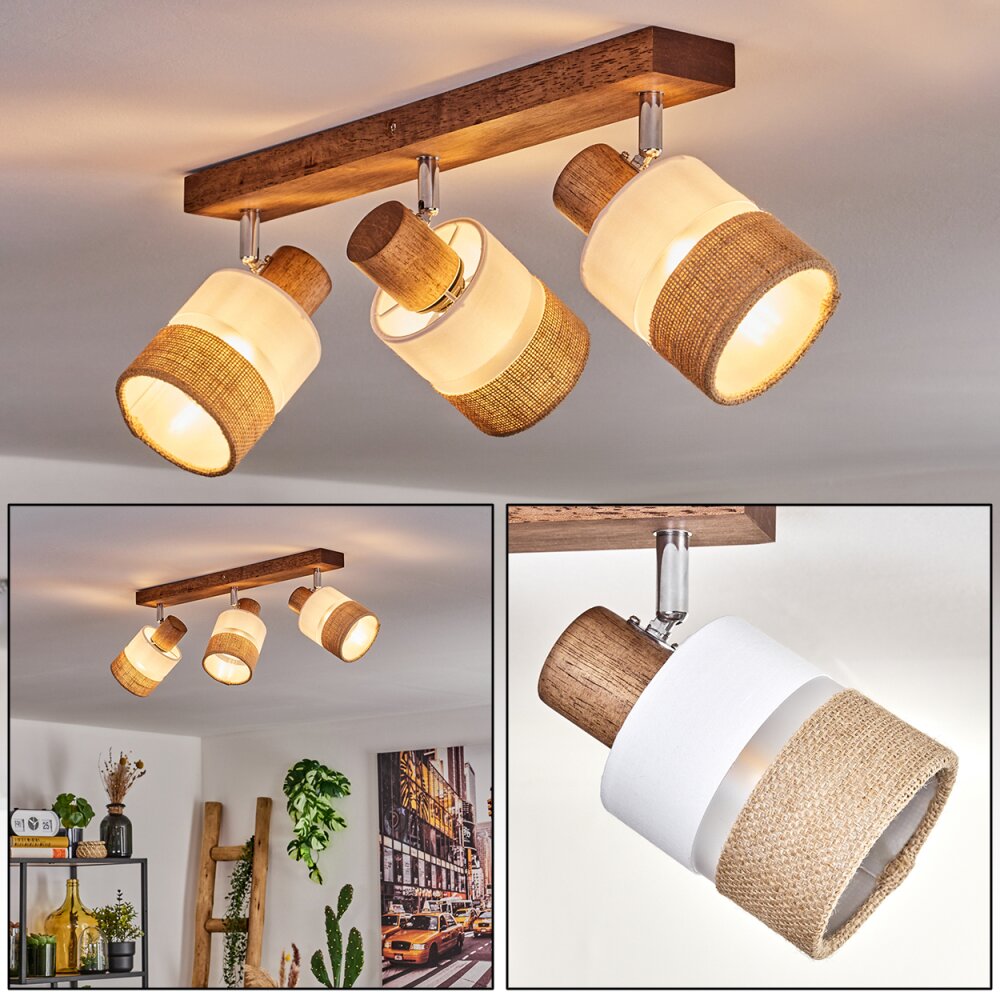 Fallhagen Deckenleuchte Chrom, Dunkelbraun, 3-flammig main product photo