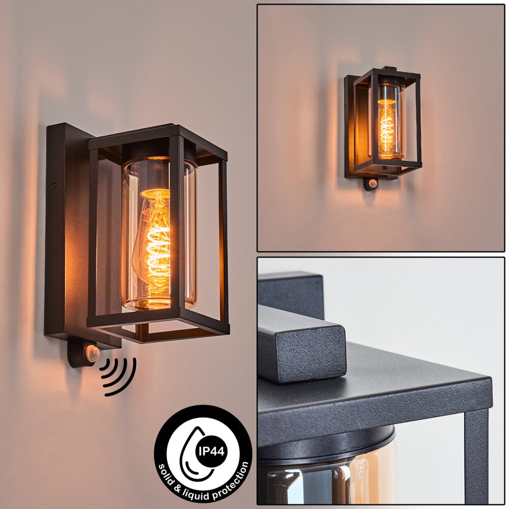 Portalis Aussenwandleuchte Schwarz, 1-flammig, Bewegungsmelder main product photo
