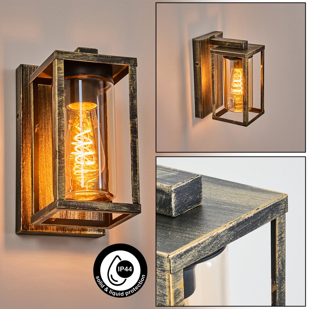 Portalis Aussenwandleuchte Gold, Schwarz, 1-flammig main product photo
