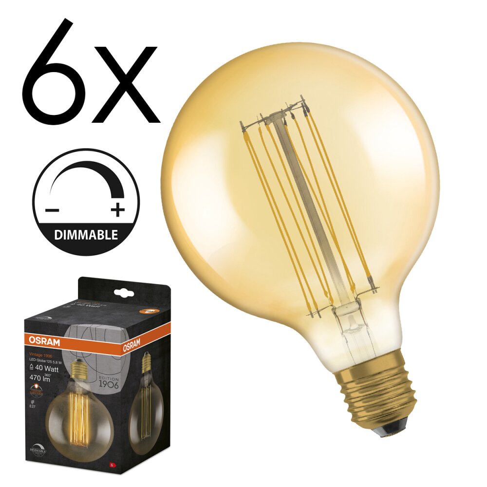 LED E27 6er Set 5,8 Watt 2200 Kelvin 470 Lumen main product photo