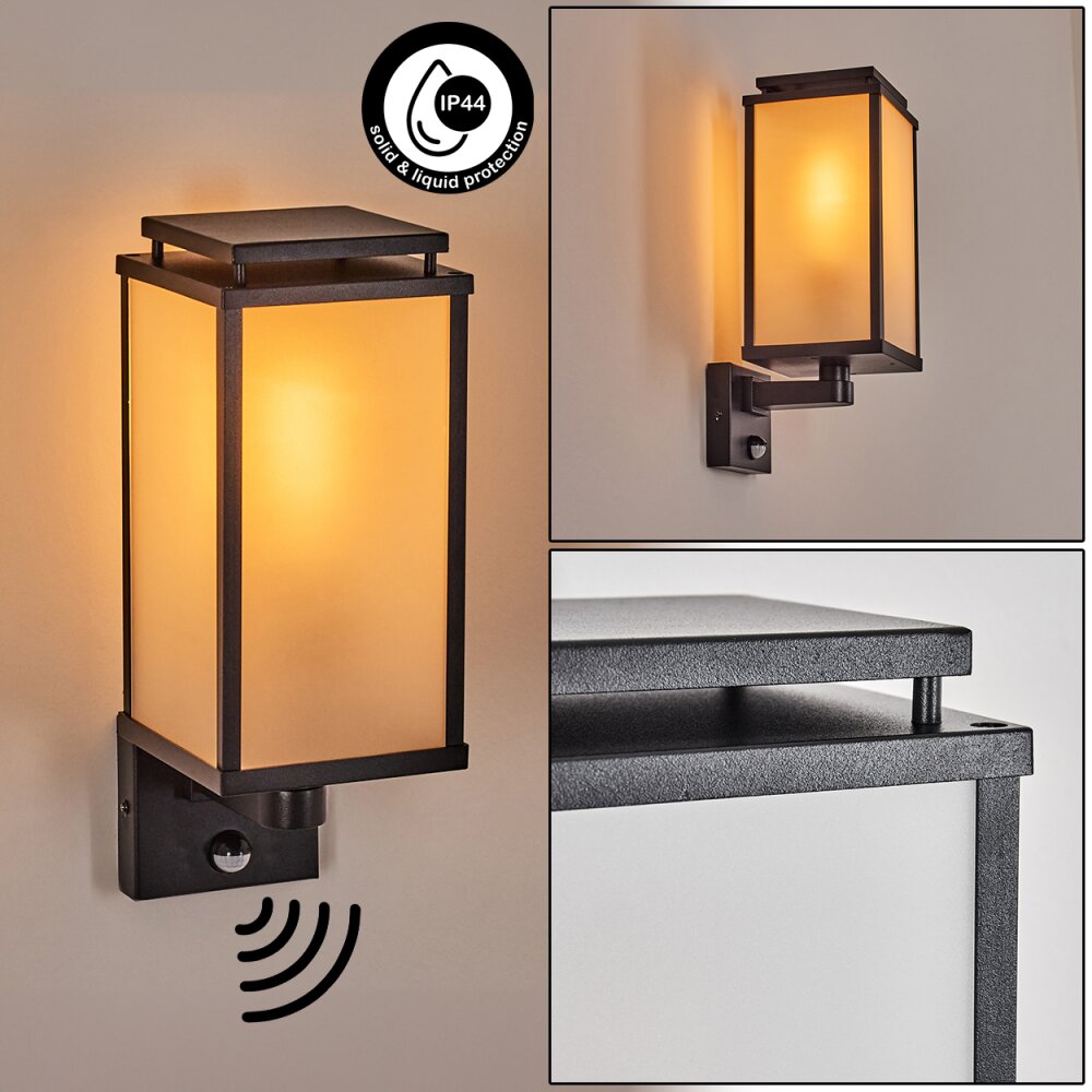 Cadafaes Außenwandleuchte Schwarz, 1-flammig, Bewegungsmelder main product photo