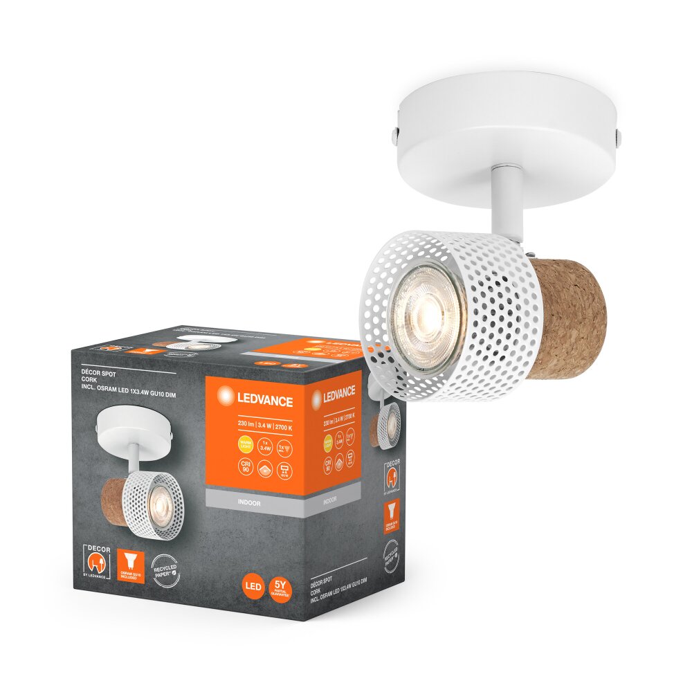 LEDVANCE Decor Spot Deckenleuchte Weiß, 1-flammig main product photo