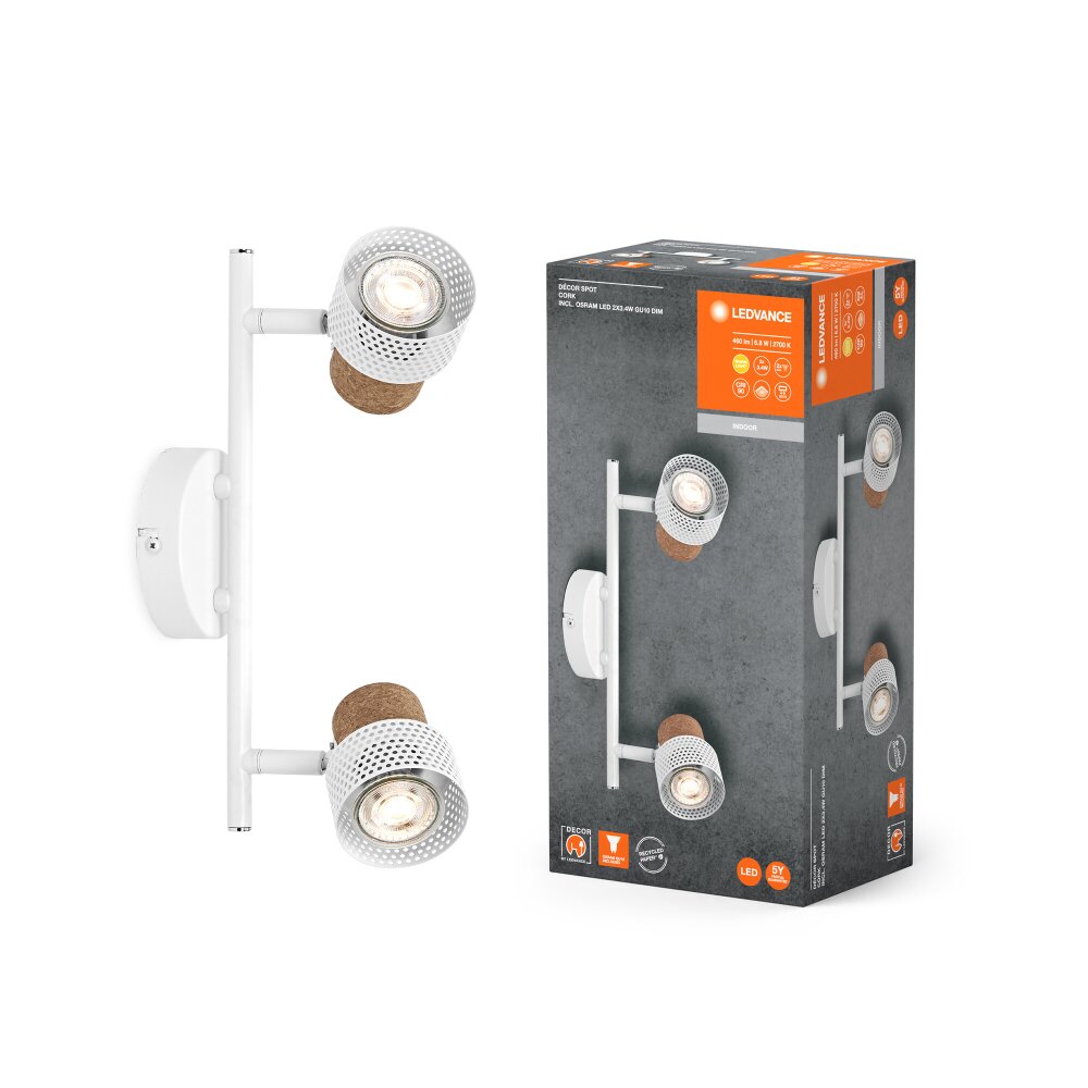 LEDVANCE Decor Spot Deckenleuchte Weiß, 2-flammig main product photo