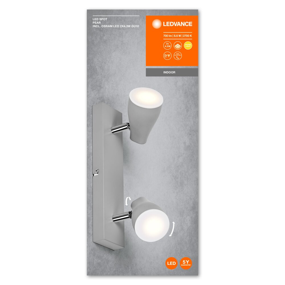 LEDVANCE Led Spot Deckenleuchte Grau, 2-flammig